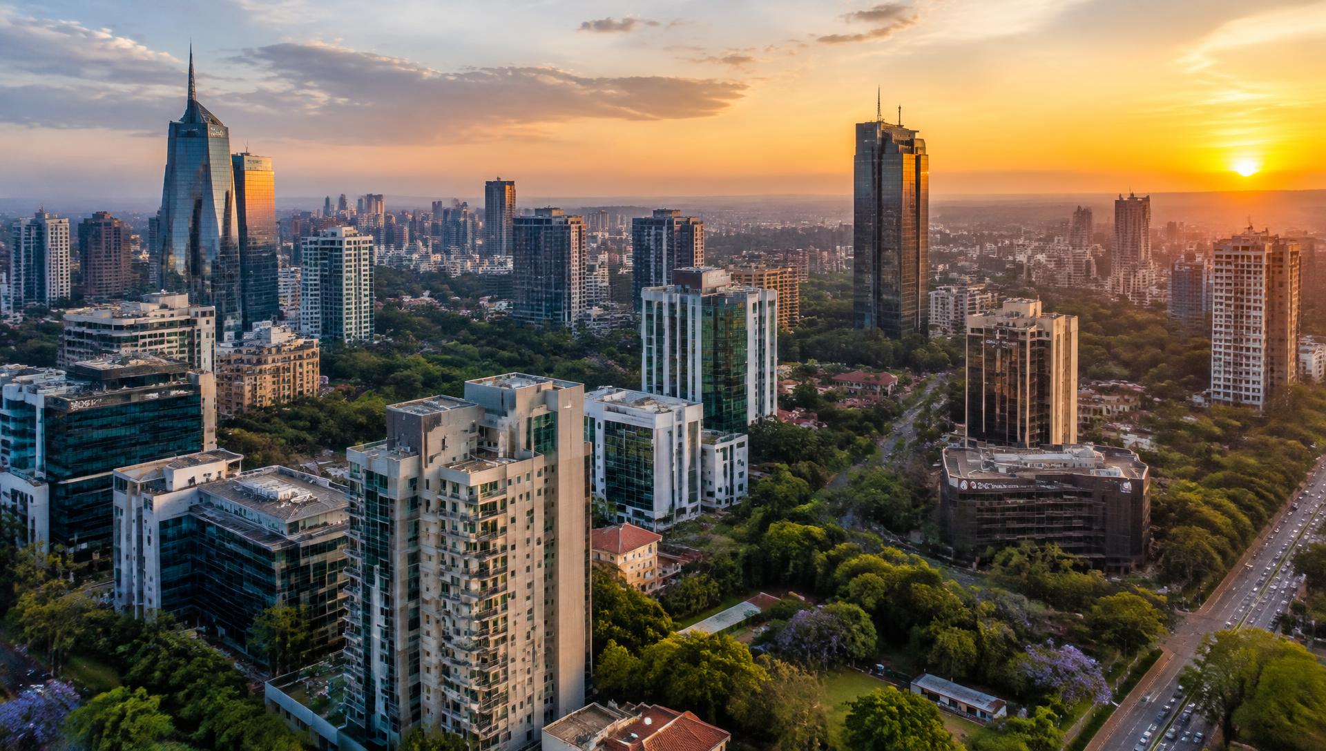 Nairobi skyline at sunset